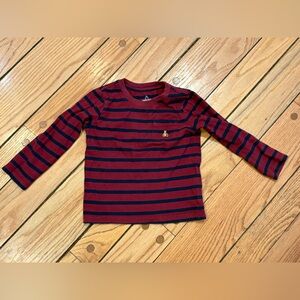 GAP Baby Maroon and Navy Cotton Striped Long Sleeve Tee size 4